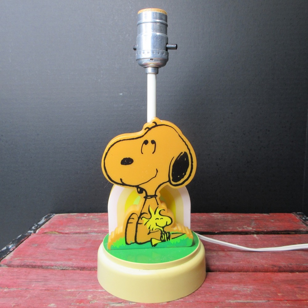 Vintage Snoopy & Woodstock Peanuts Nursery Originals Table Lamp Light 1965 UL